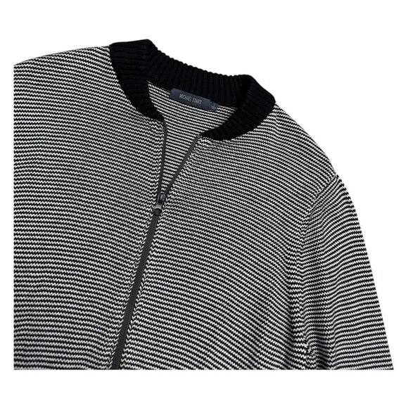 MICHAEL STARS Striped Zip Luxury Designer Knit Sweater Cardigan Jacket Men Large - Picture 4 of 6